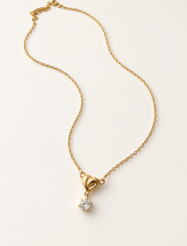 Heart Drop Solitaire Necklace