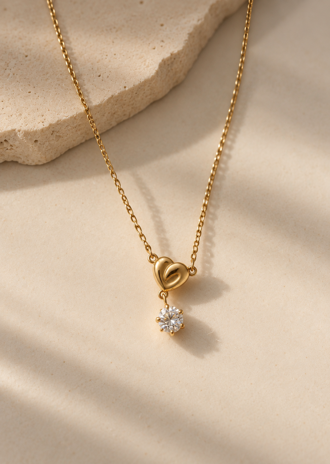 Heart Drop Solitaire Necklace
