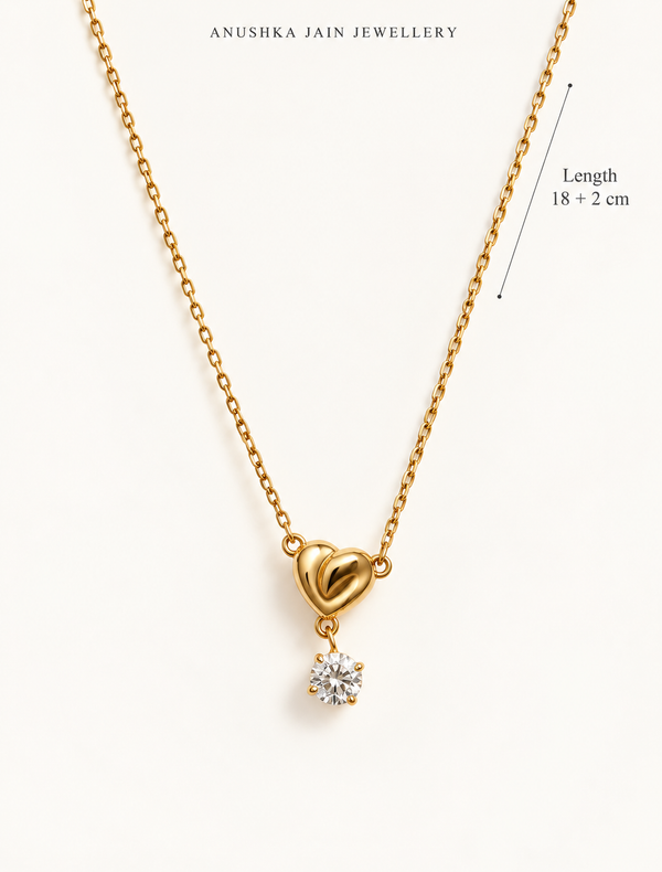 Heart Drop Solitaire Necklace