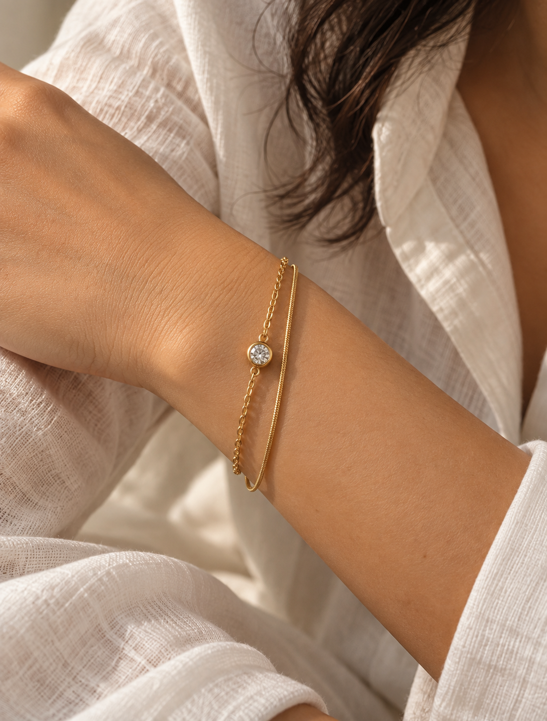 Layered Bezel Solitaire Bracelet