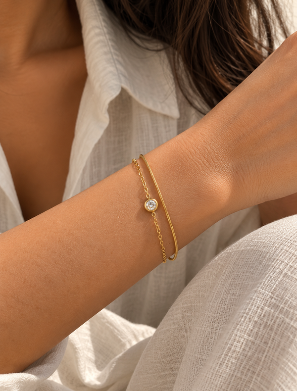Layered Bezel Solitaire Bracelet