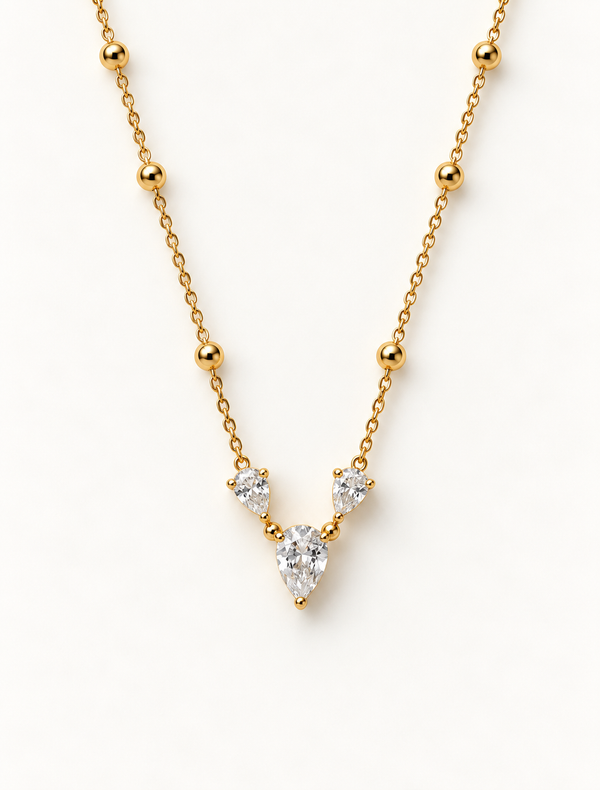 Pear Trio Station Necklace
