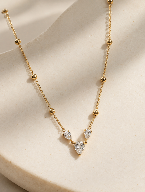Pear Trio Station Necklace