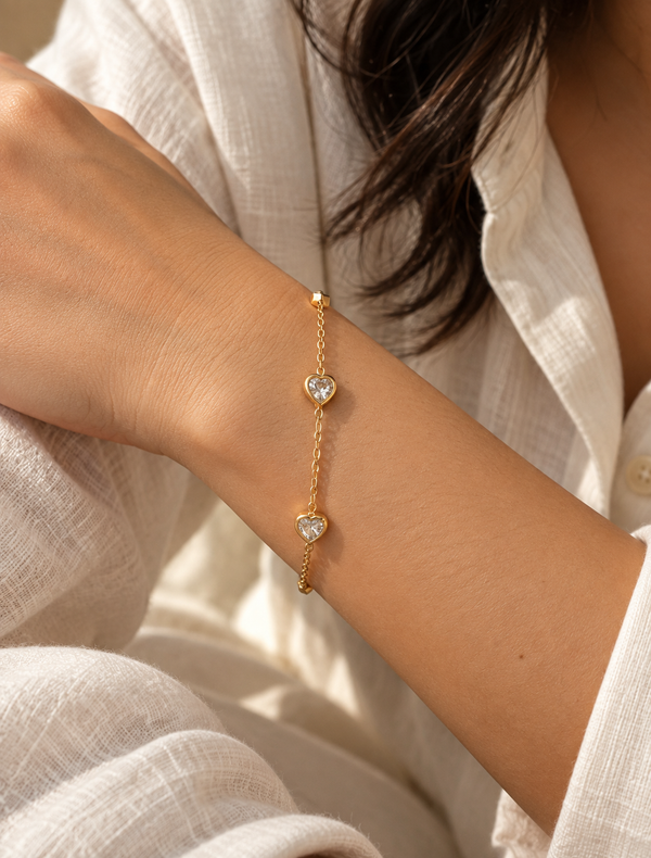 Trio Heart Bezel Bracelet