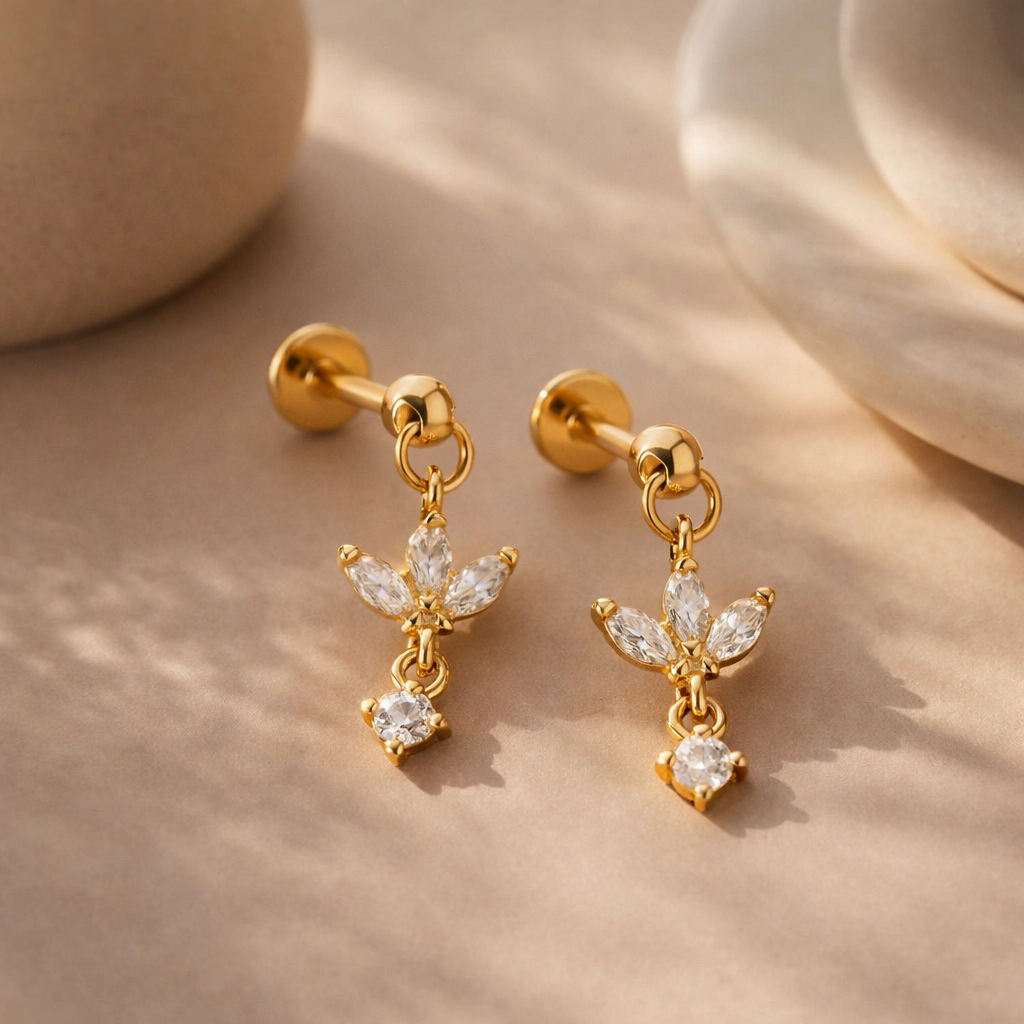 Leafy Drop Studs-Anushka Jain Jewellery