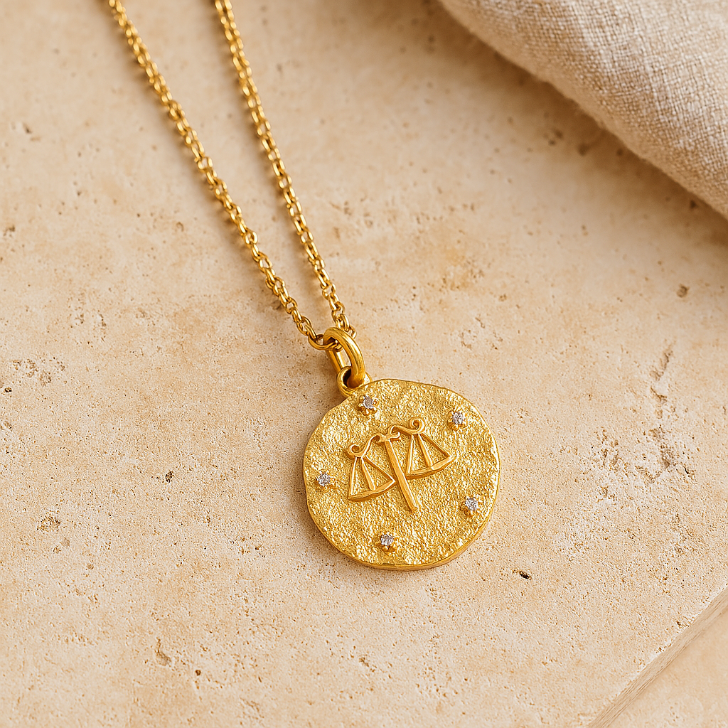 Libra Zodiac Necklace-Necklaces-Gold Vermeil-Anushka Jain Jewellery