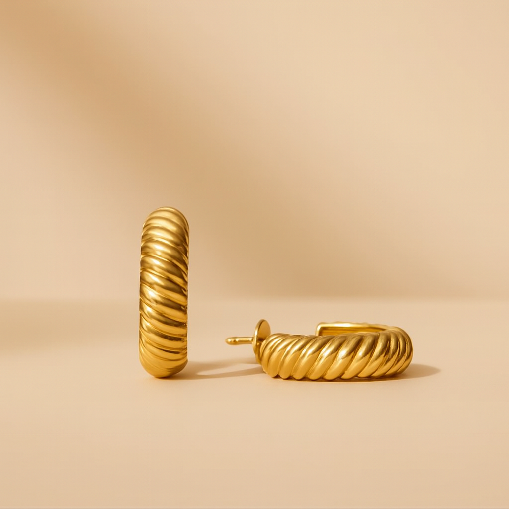 Lined Mound Hoops-Hoops-Anushka Jain Jewellery