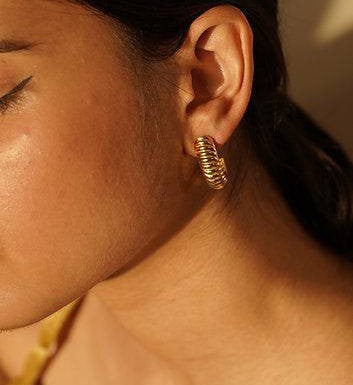 Lined Mound Hoops-Hoops-Anushka Jain Jewellery