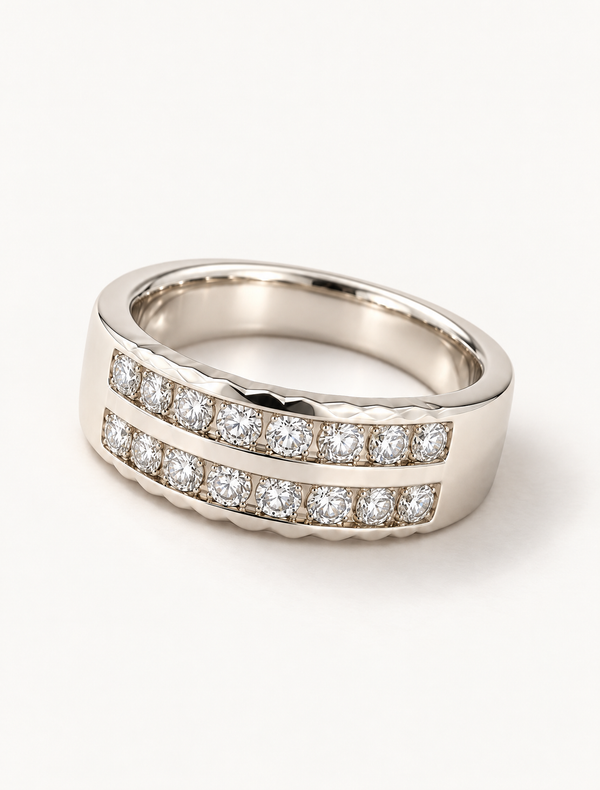 Luna Twin Row CZ Band Ring