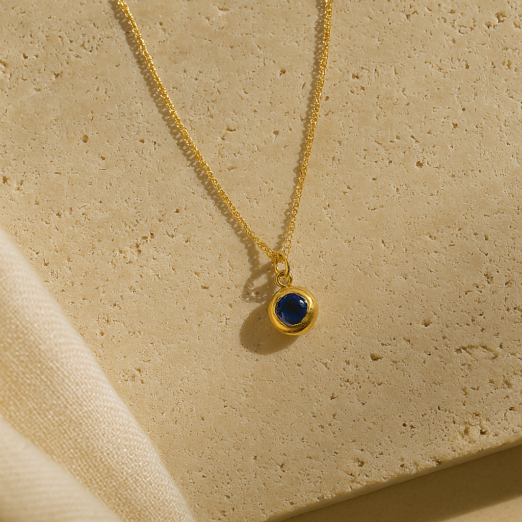March Birthstone Necklace-Necklaces-Gold Vermeil-Anushka Jain Jewellery
