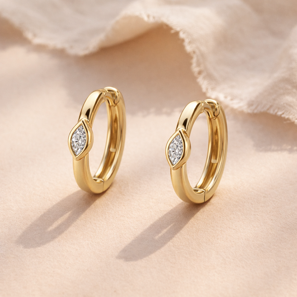 Marquise Mini Bezel Huggie-Anushka Jain Jewellery