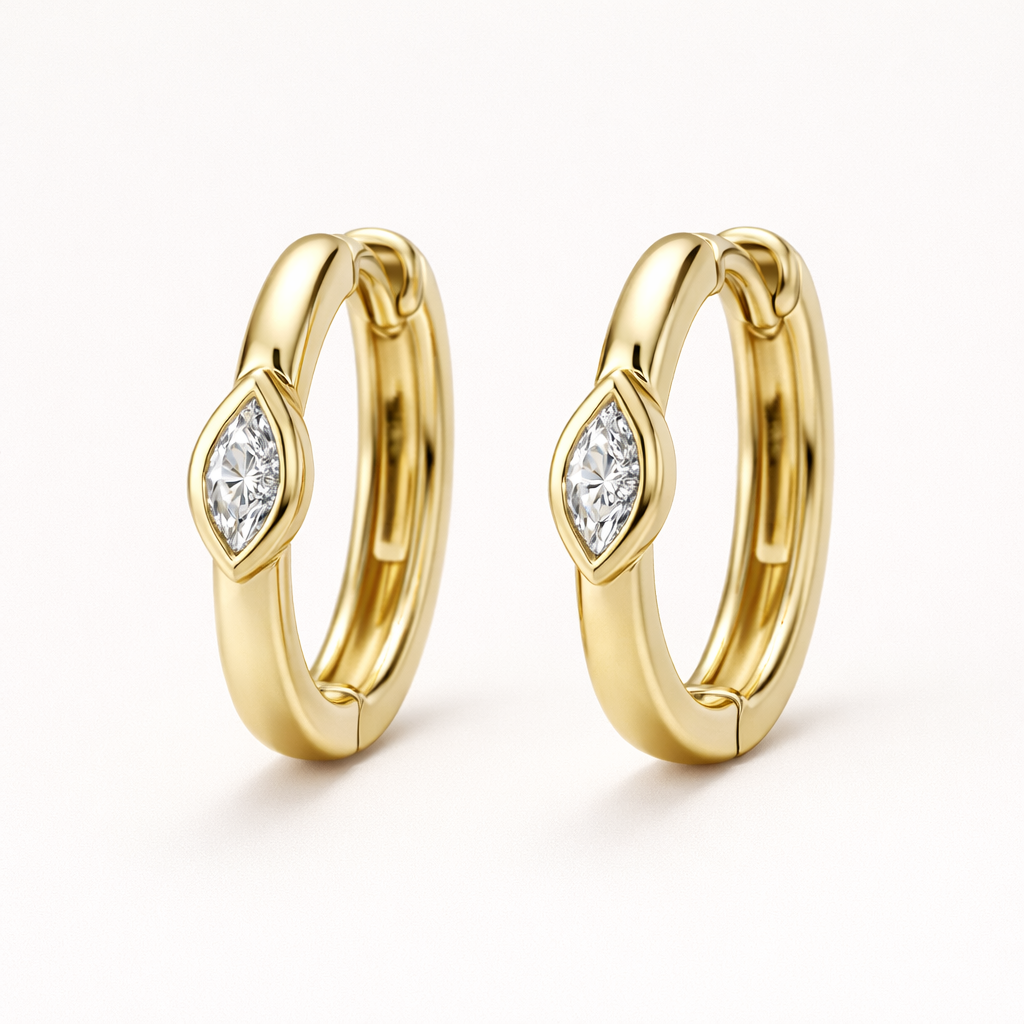 Marquise Mini Bezel Huggie-Anushka Jain Jewellery