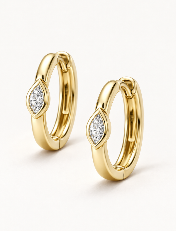 Marquise Mini Bezel Huggie
