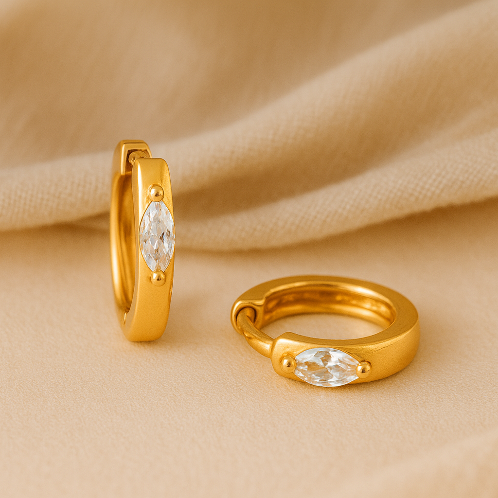 Marquise Prong Mini Huggie-Anushka Jain Jewellery