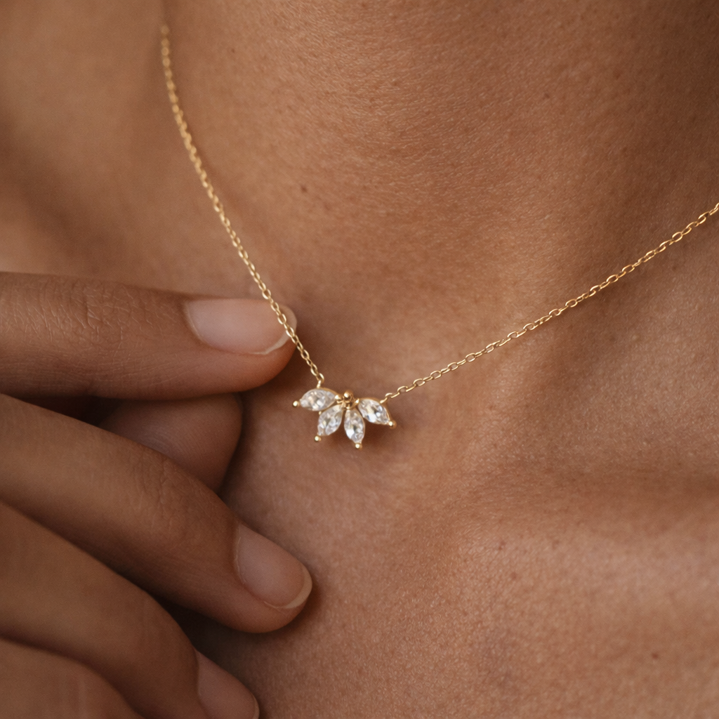 Marquise Quad Diamond Necklace-Anushka Jain Jewellery