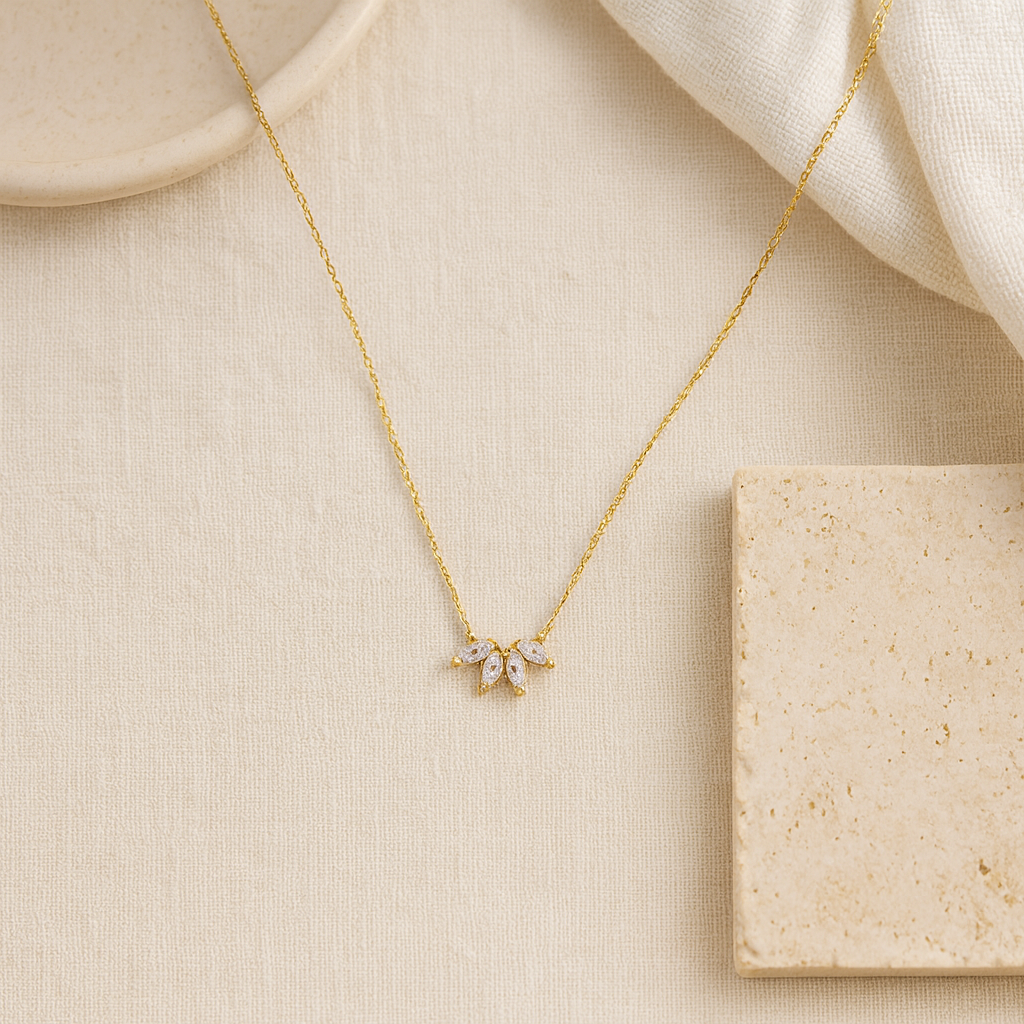 Marquise Quad Diamond Necklace-Anushka Jain Jewellery