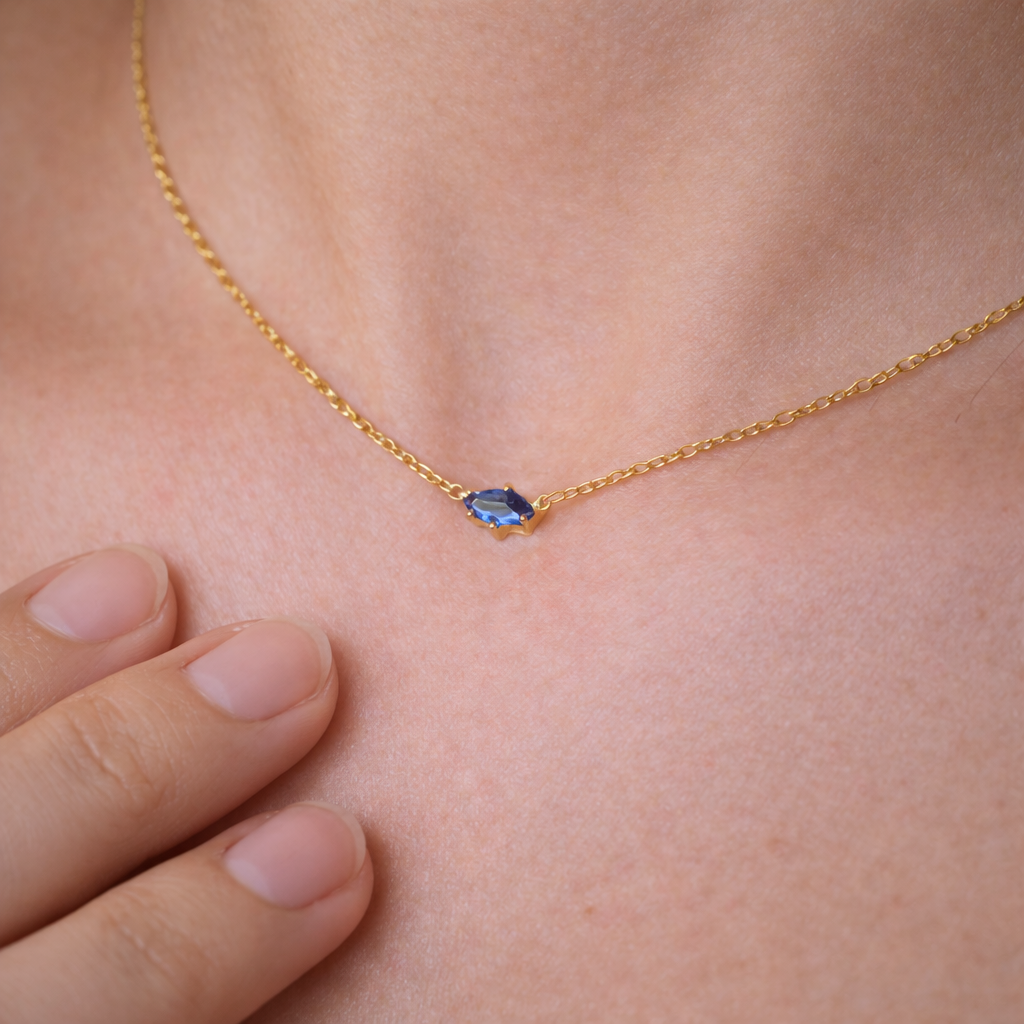 Marquise Sapphire Necklace-Necklaces-Anushka Jain Jewellery
