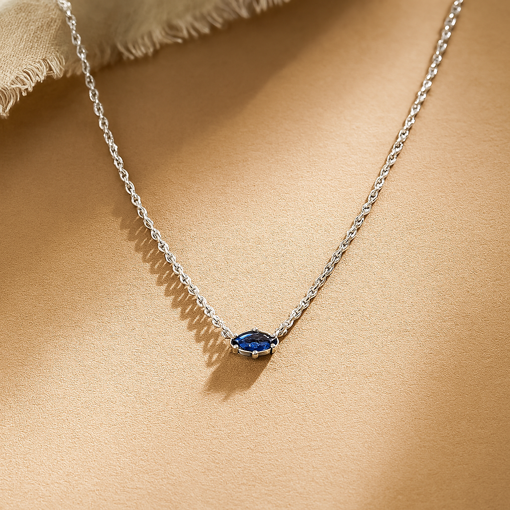 Marquise Sapphire Necklace-Necklaces-Silver-Anushka Jain Jewellery