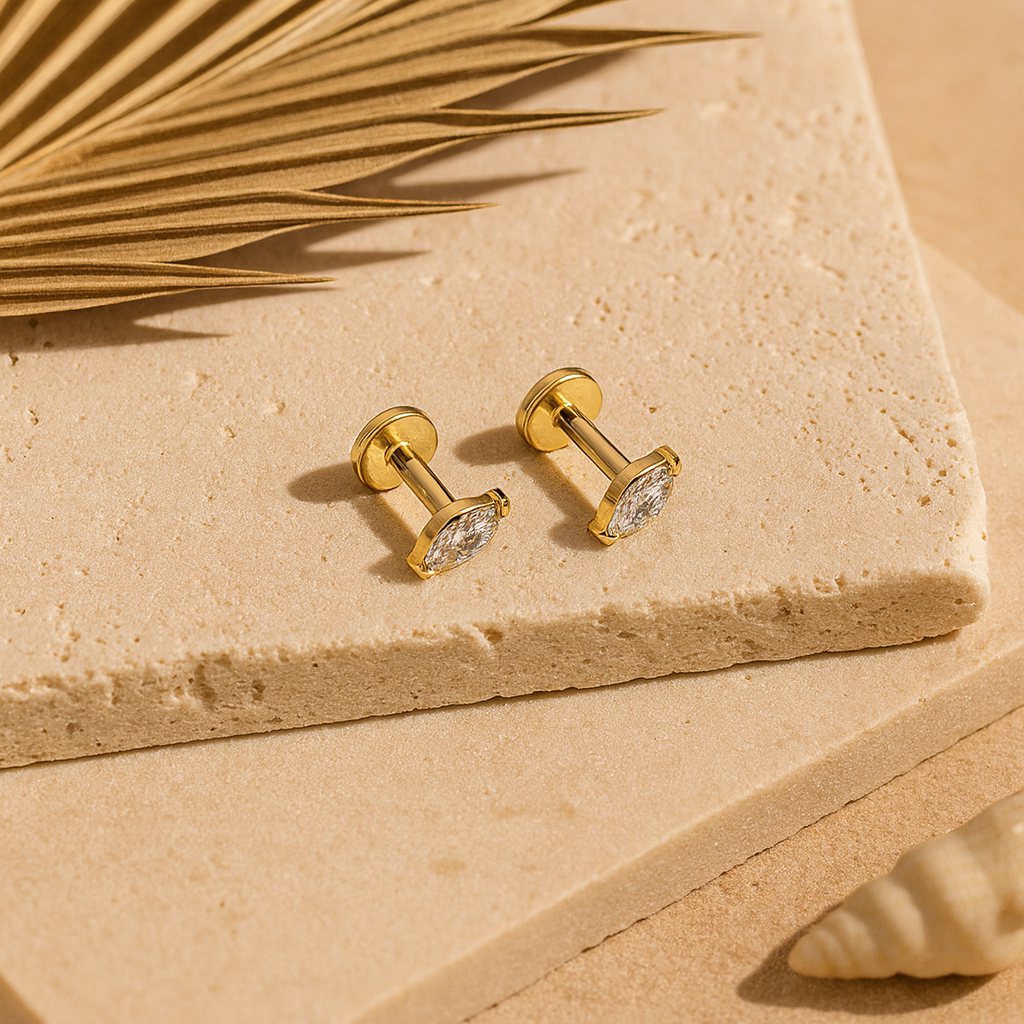 Marquise Studs-Studs-Gold Vermeil-Anushka Jain Jewellery