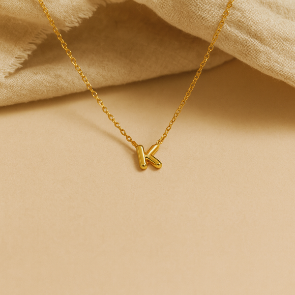 Mini Bubble Initial Necklace-Anushka Jain Jewellery
