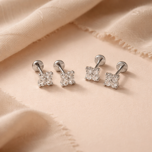 Mini Quad Diamond Studs-Anushka Jain Jewellery