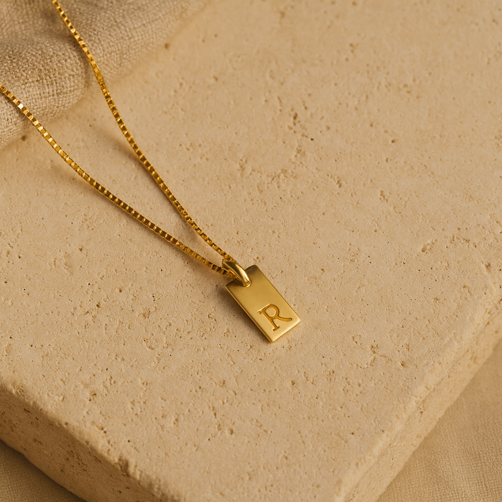 Mini Tag Initial Necklace-Anushka Jain Jewellery