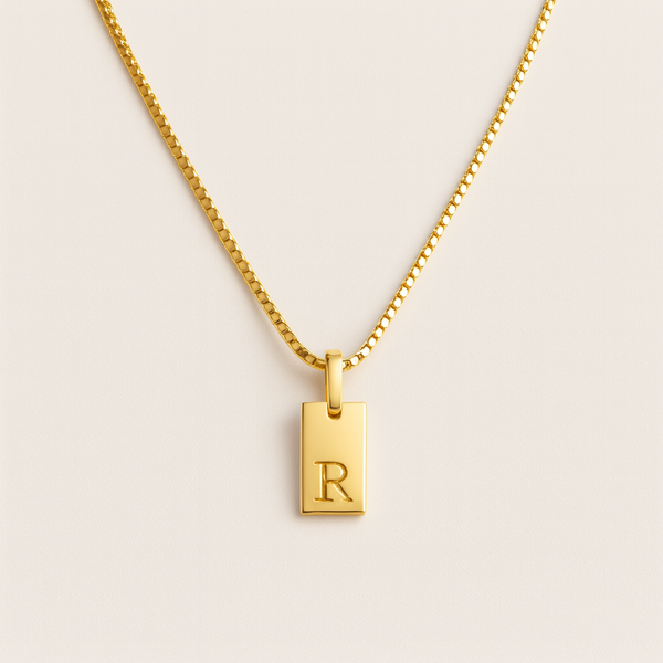 Mini Tag Initial Necklace-Anushka Jain Jewellery