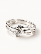 Minimal Bezel Solitaire Wave Ring
