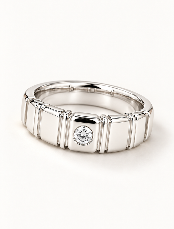Modern Bezel Solitaire Band Ring