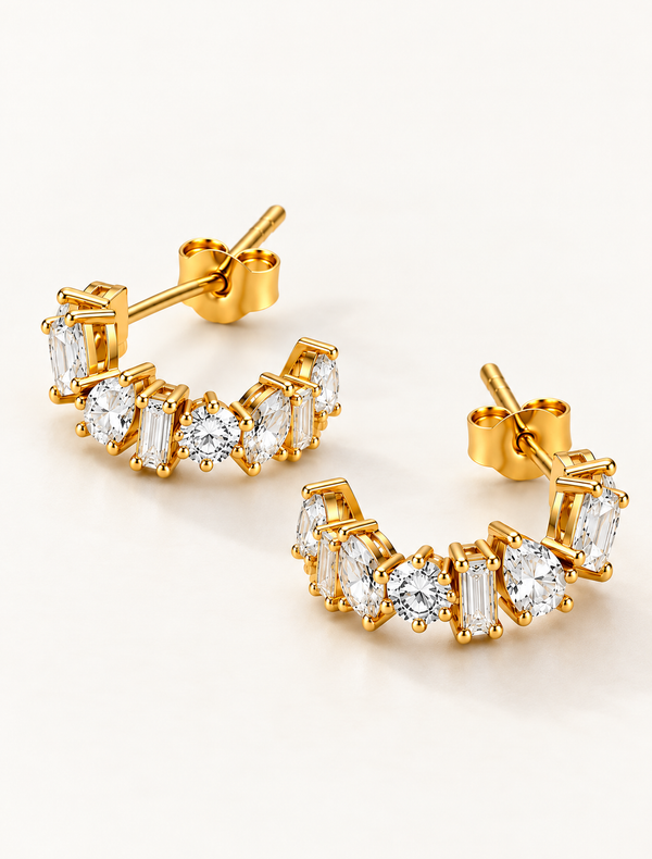 Multi Shape CZ Hoop Earring