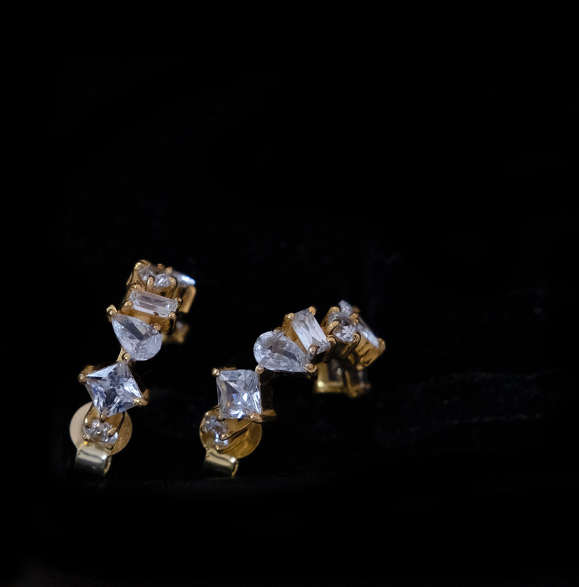 Multi Shape CZ Hoops Earring-Huggie-Anushka Jain Jewellery