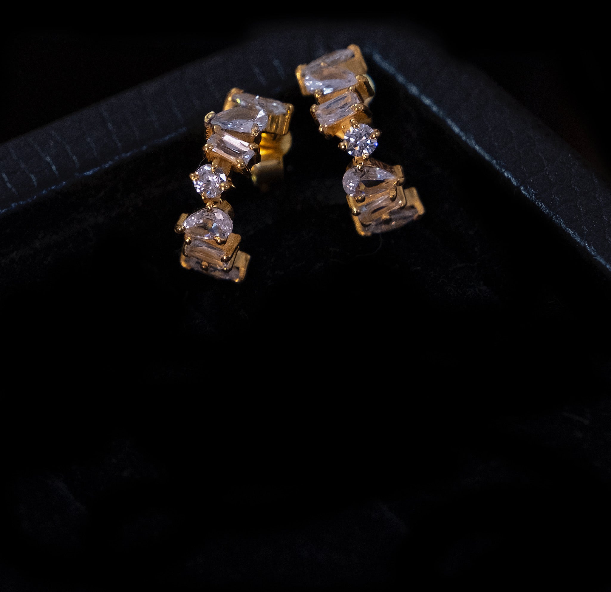 Multi Shape CZ Hoops Earring-Huggie-Anushka Jain Jewellery