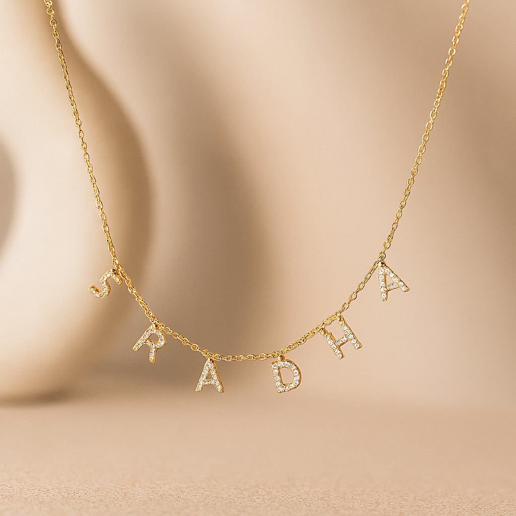 Name Diamond Necklace-Pendants-Anushka Jain Jewellery