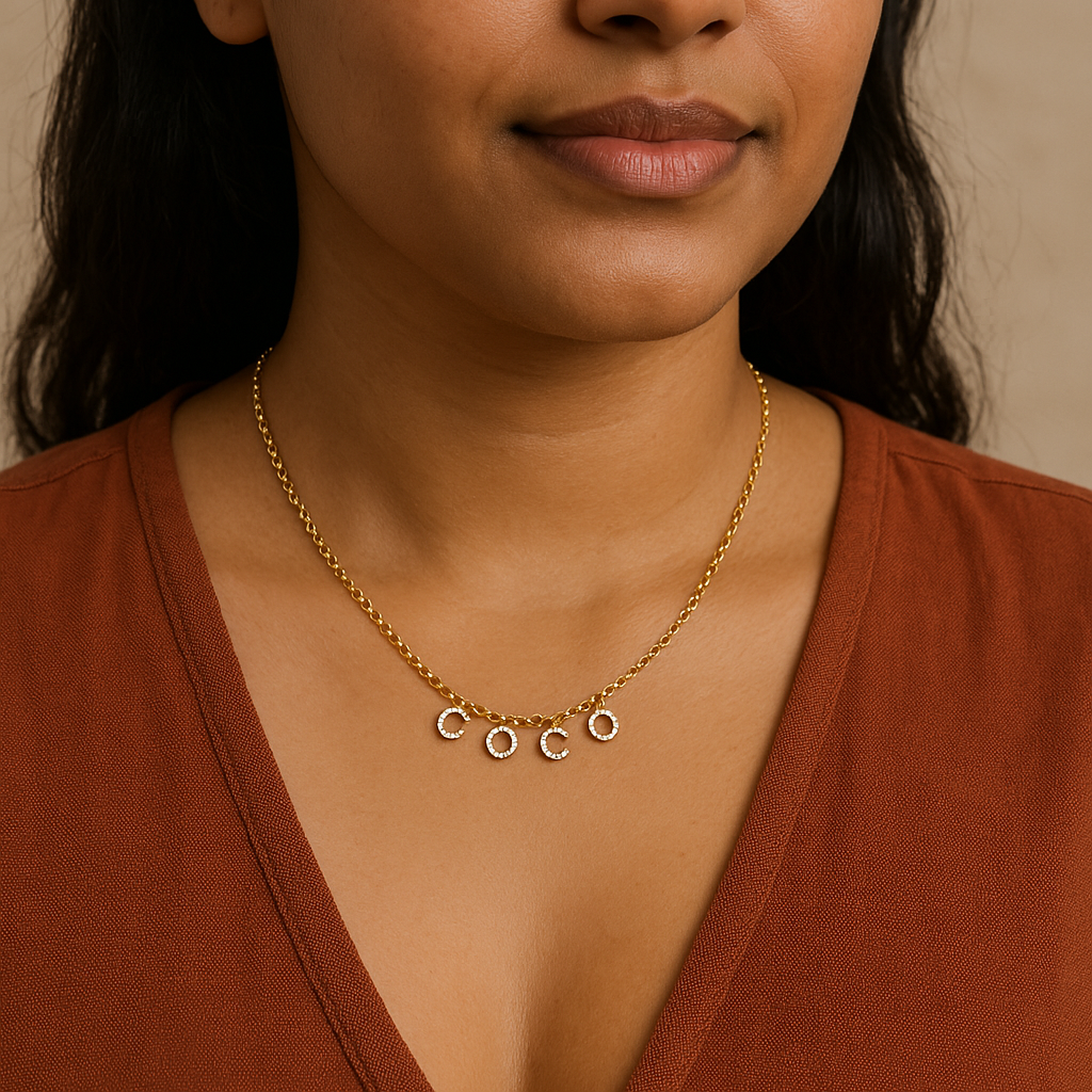 Name Diamond Necklace-Pendants-Anushka Jain Jewellery