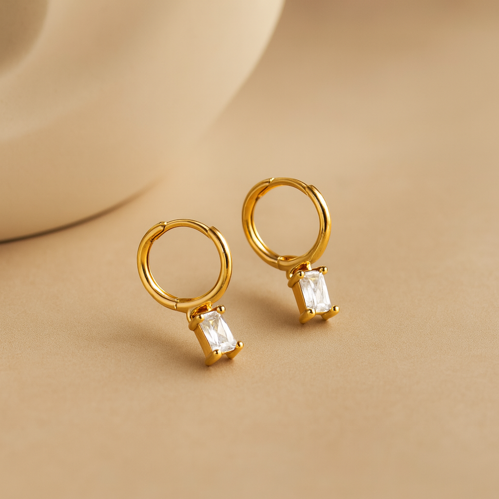 Oblong Diamond Drop Huggie-Anushka Jain Jewellery