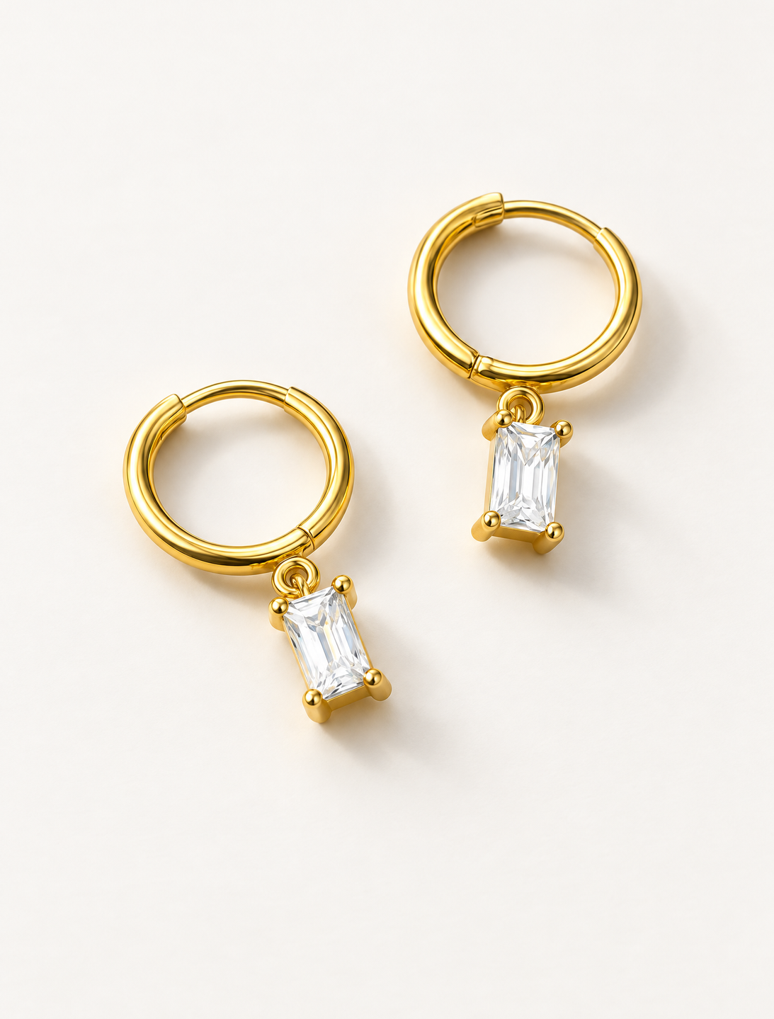 Oblong Diamond Drop Huggie