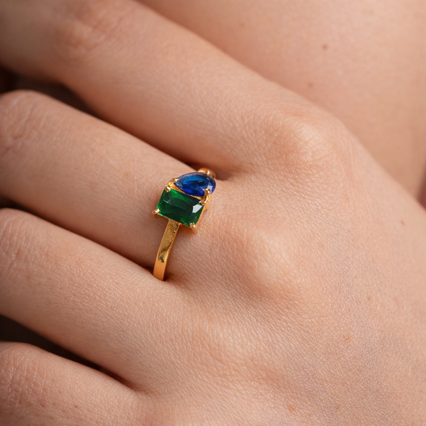 Ocean Emerald Ring-Rings-Anushka Jain Jewellery