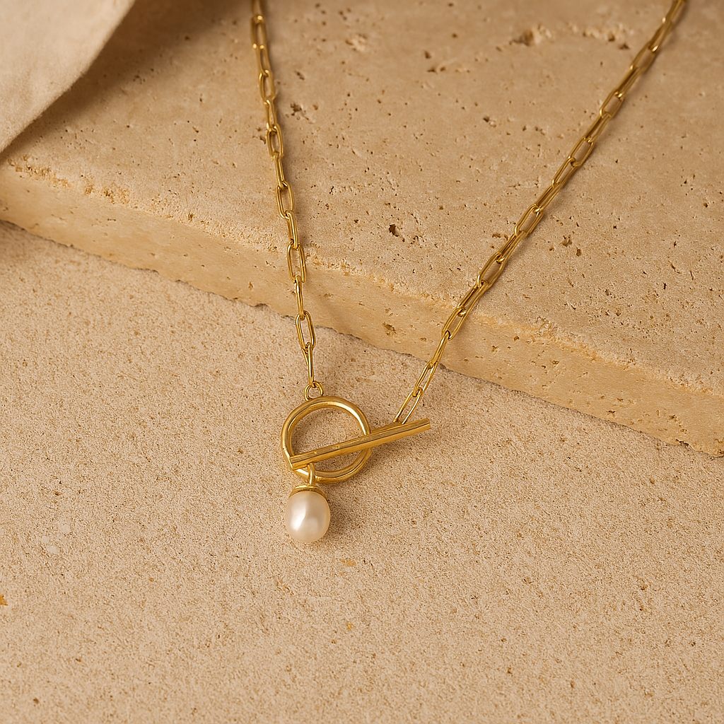 Open Lock Pearl Necklace-Pendants-Anushka Jain Jewellery