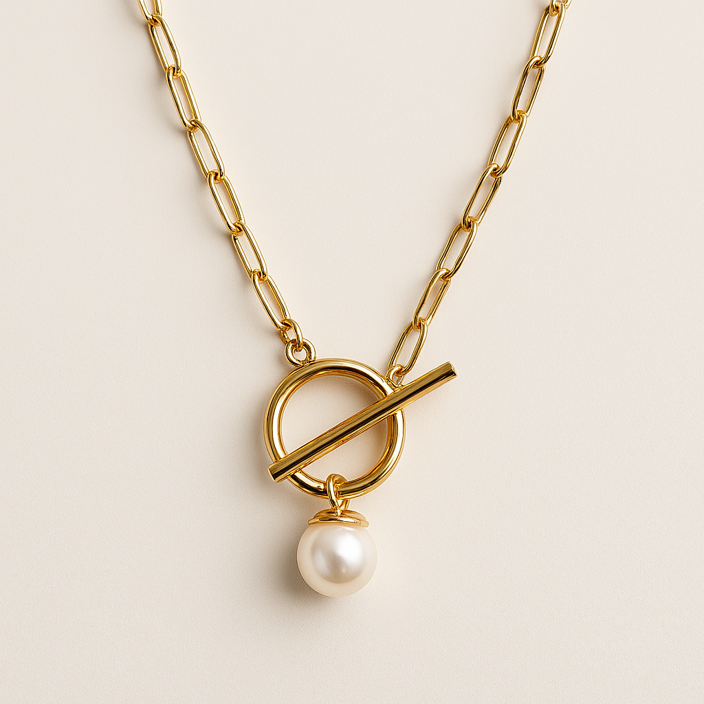 Open Lock Pearl Necklace-Pendants-Anushka Jain Jewellery