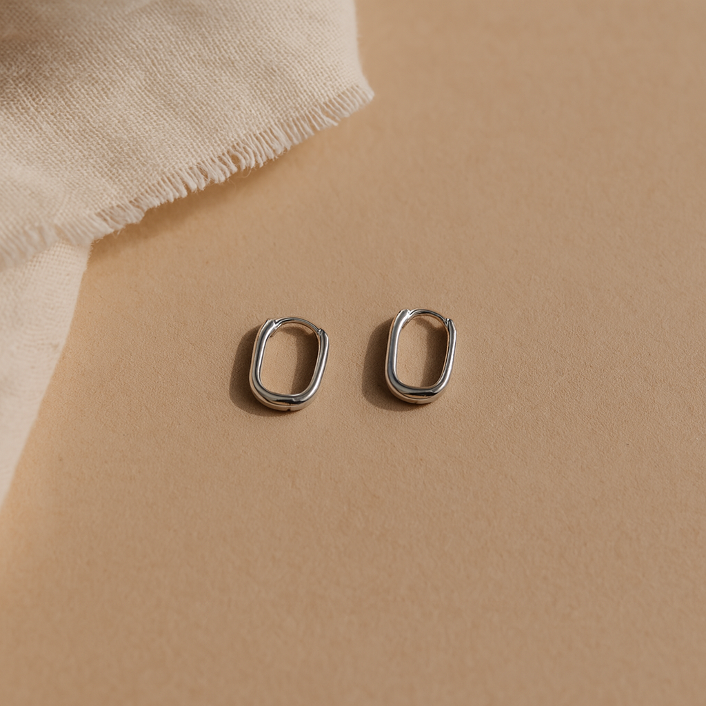Oval Huggie Earring-Huggie-Silver-Anushka Jain Jewellery