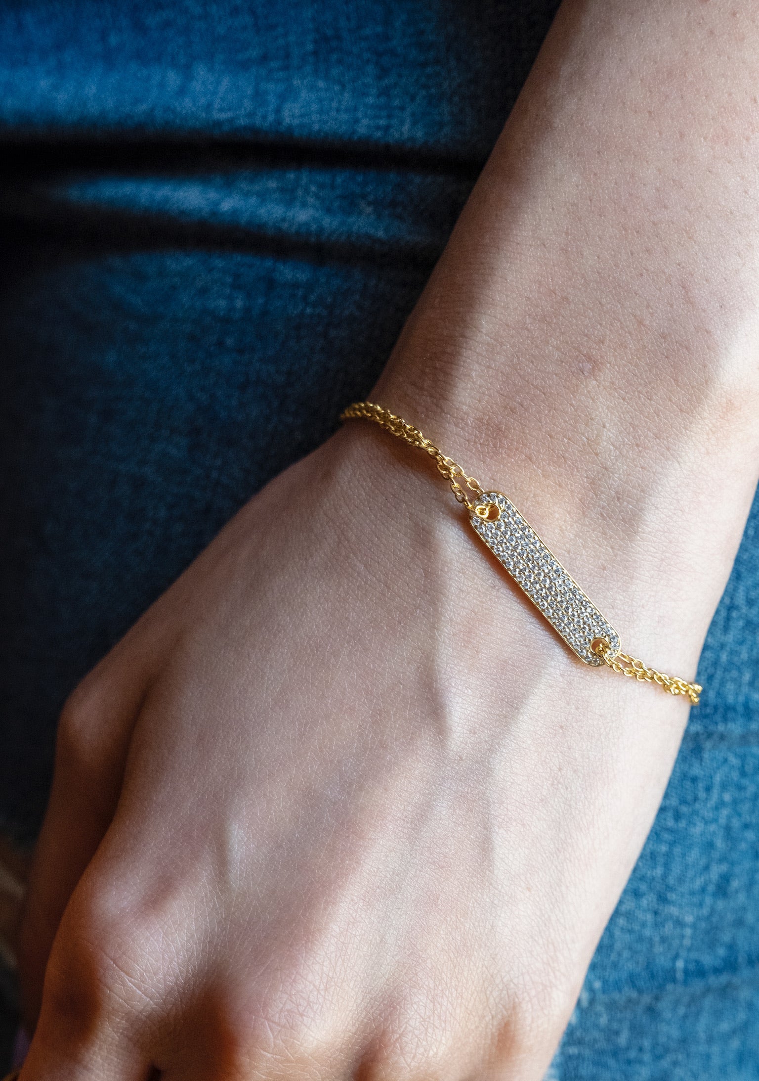 Pave Bar Chain Bracelet-Bracelets-Anushka Jain Jewellery