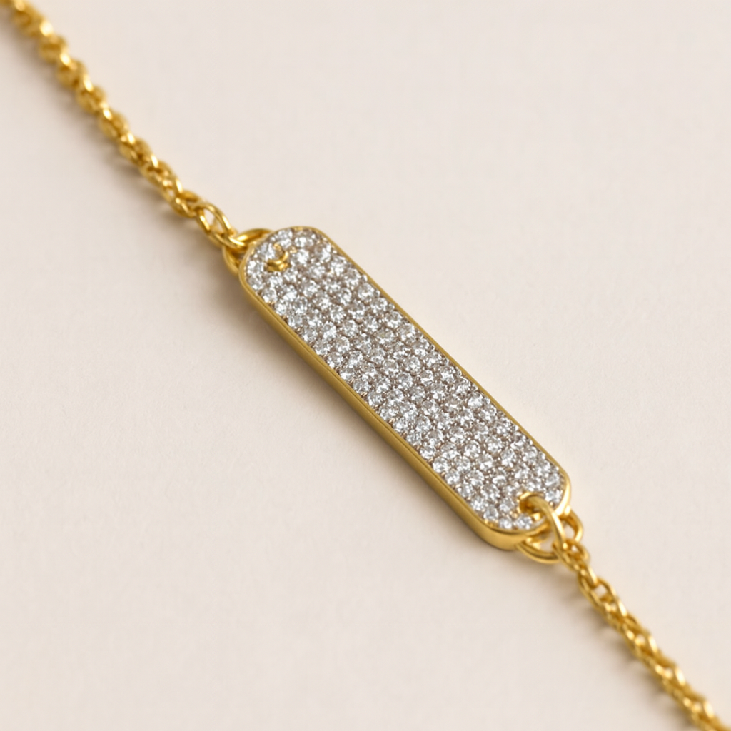 Pave Bar Chain Bracelet-Bracelets-Anushka Jain Jewellery