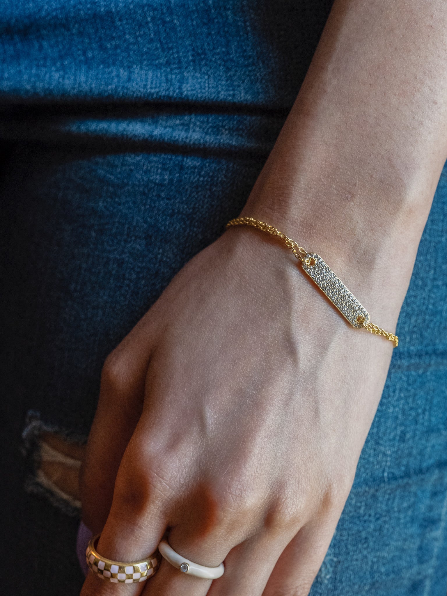 Pave Bar Chain Bracelet-Bracelets-Anushka Jain Jewellery