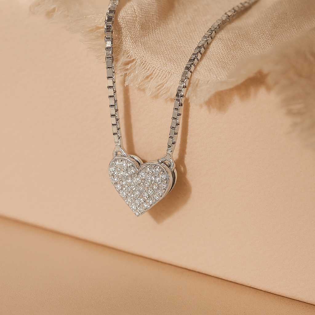 Pave Diamond Necklace-Pendants-Silver-Anushka Jain Jewellery