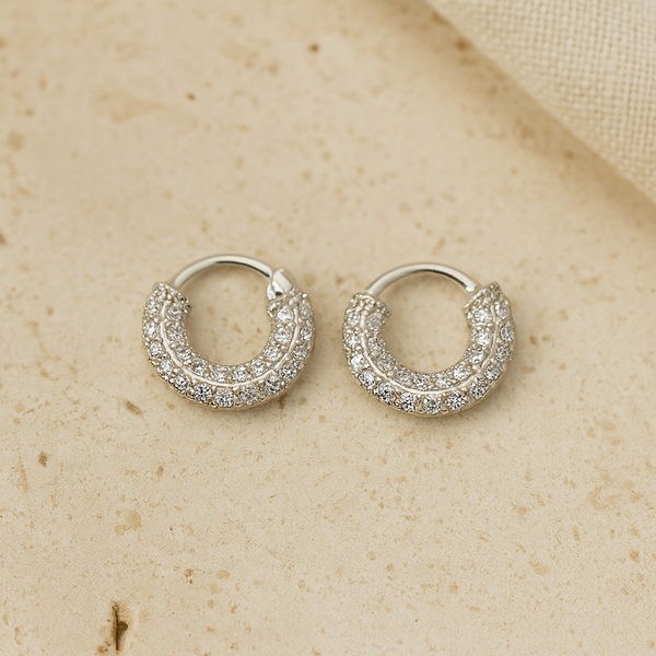 Pave Mini Hoops-Hoops-Silver-Anushka Jain Jewellery