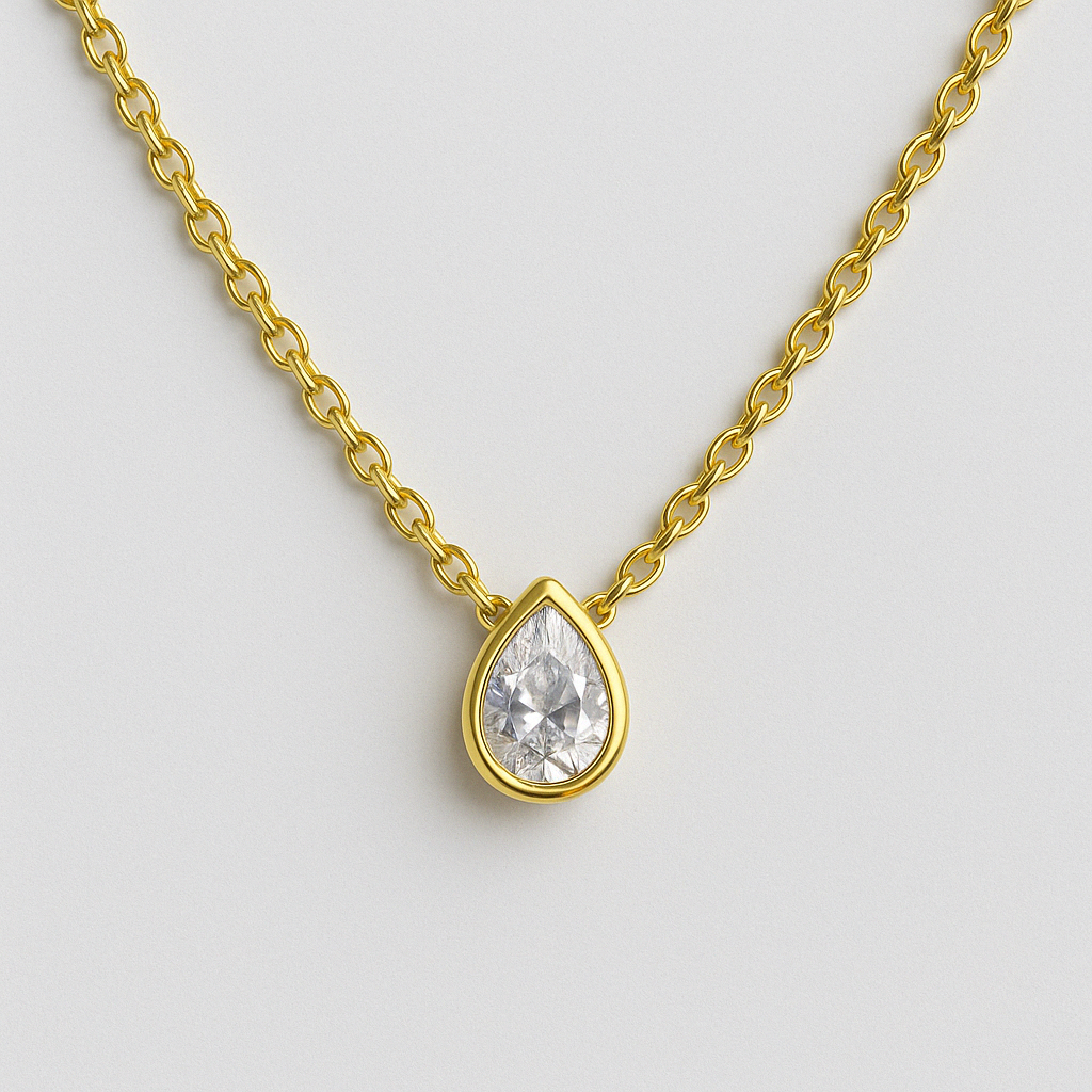 Pear Diamond Necklace-Pendants-Anushka Jain Jewellery