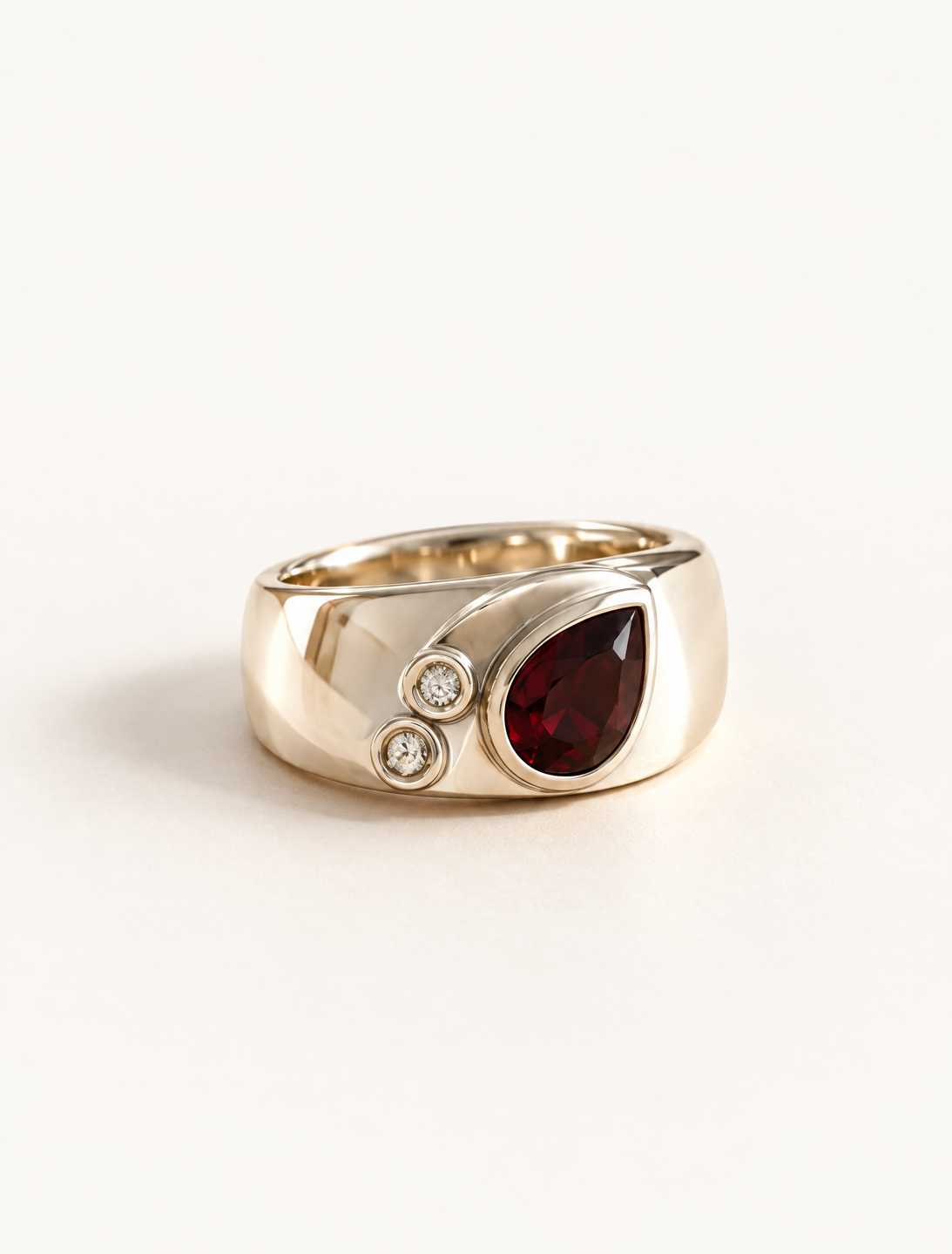 Pear Garnet Signet Ring