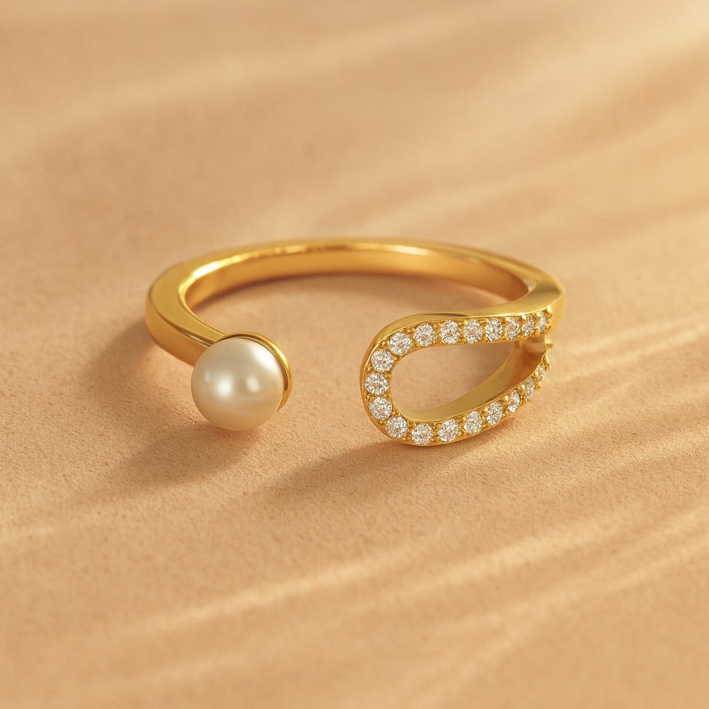 Pearl Clutch Ring-Rings-Anushka Jain Jewellery