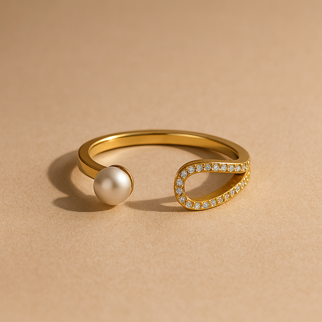 Pearl Clutch Ring-Rings-Anushka Jain Jewellery