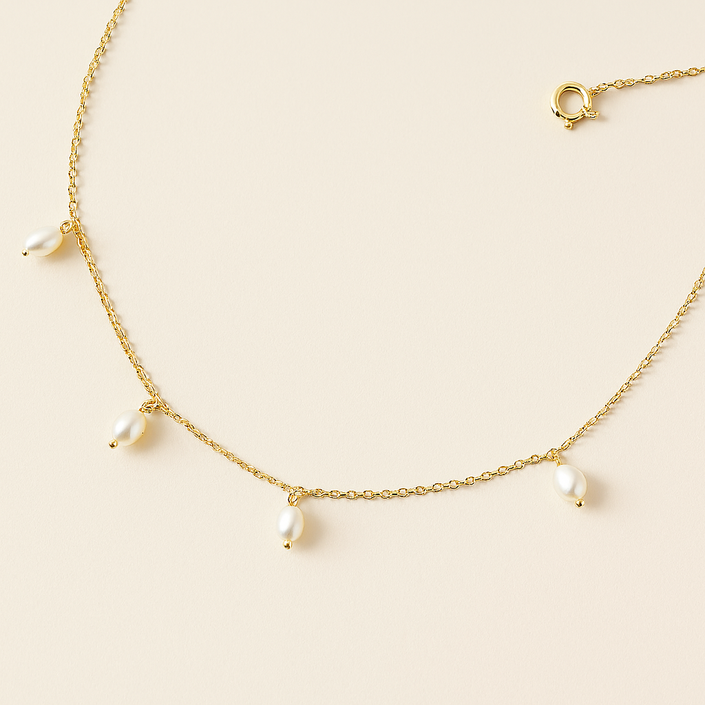 Pearl Tag Necklace-Pendants-Anushka Jain Jewellery